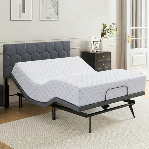 BedsPick Adjustable Bed Frame with Mattress - 12 inch Memory Foam Mattress with Wireless Remote and...