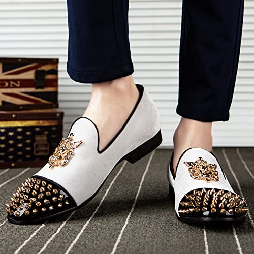 Image of Meijiana Mens Velvet Loafers Dress Shoes with Metal Embellishments Party Luxury Loafer Shoes
