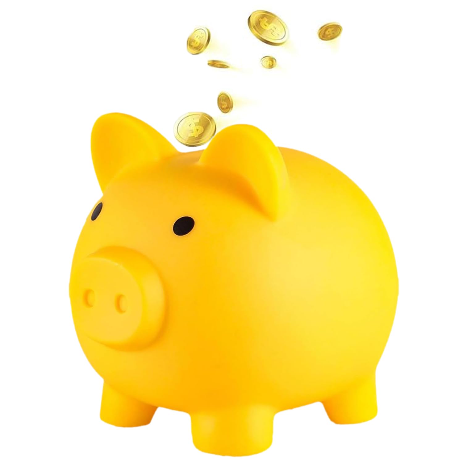 Monedas de Caja de Dinero Bonita Hucha de plástico en Forma de Cerdito Hucha de Cerdo Alcancía Pequeñ (Amarillo)