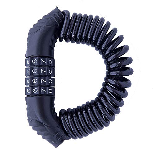 UiiziC Bike Cable Lock, Travel Padlock 4.9 FT Portable Mini Bicycle Lock Anti-Theft Security 4 Digit Retractable Combination Helmet Lock Cable for Baby Strollers, Suitcases (New 4-Digit 4.9 FT 1-Pack)