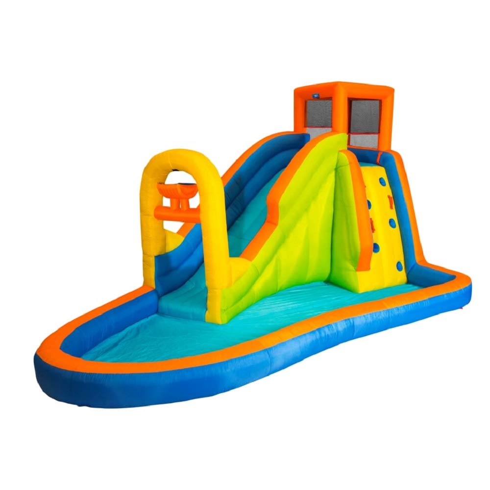 Banzai Plummet Falls Adventure Slide, Length: 14 ft 4 in, Width: 9 ft 6 in, Height: 8 ft, Inflatable Outdoor Backyard Water Slide Splash Bounce Climbing Toy