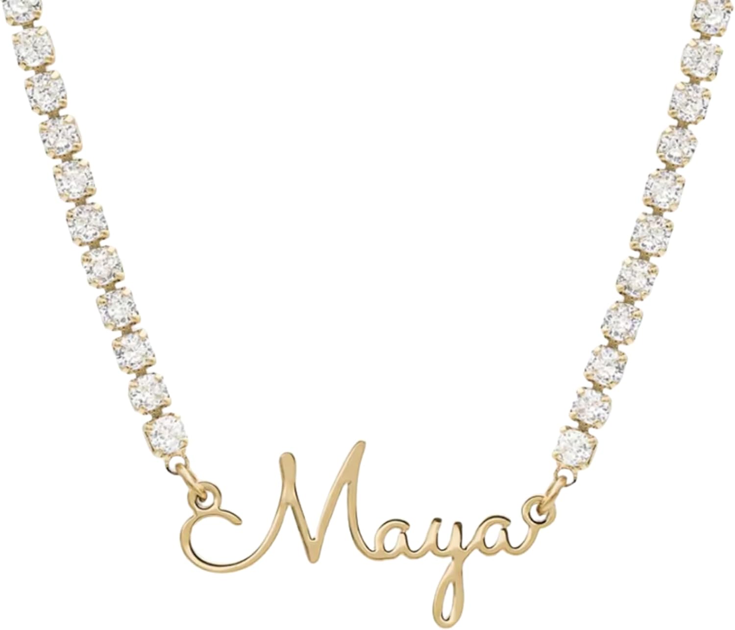 Personalized Custom Name Necklace with Zirconia Tennis Chain, Stainless Steel, Iced Out CZ, Kids Name Necklaces for Women, Gift for Mother, Valentine Gift For Her