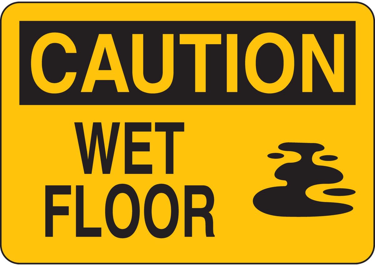 Caution Wet Floor Rust-Free Aluminum Warning Sign - Weather Resistant, Waterproof, Easy to Mount for Office, School, Restaurant, Indoor/Outdoor 8x12 inch​