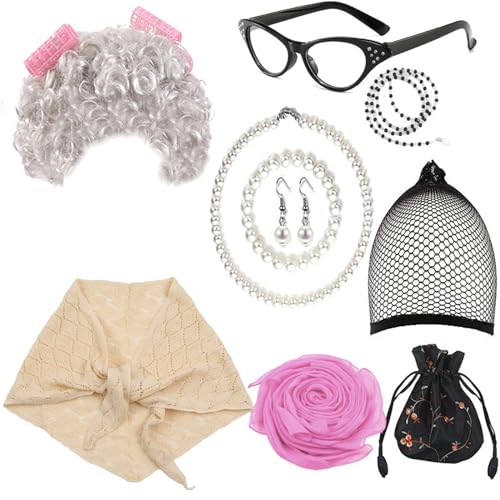 Costume vieille femme complet pour réussir votre transformation de grand-mère