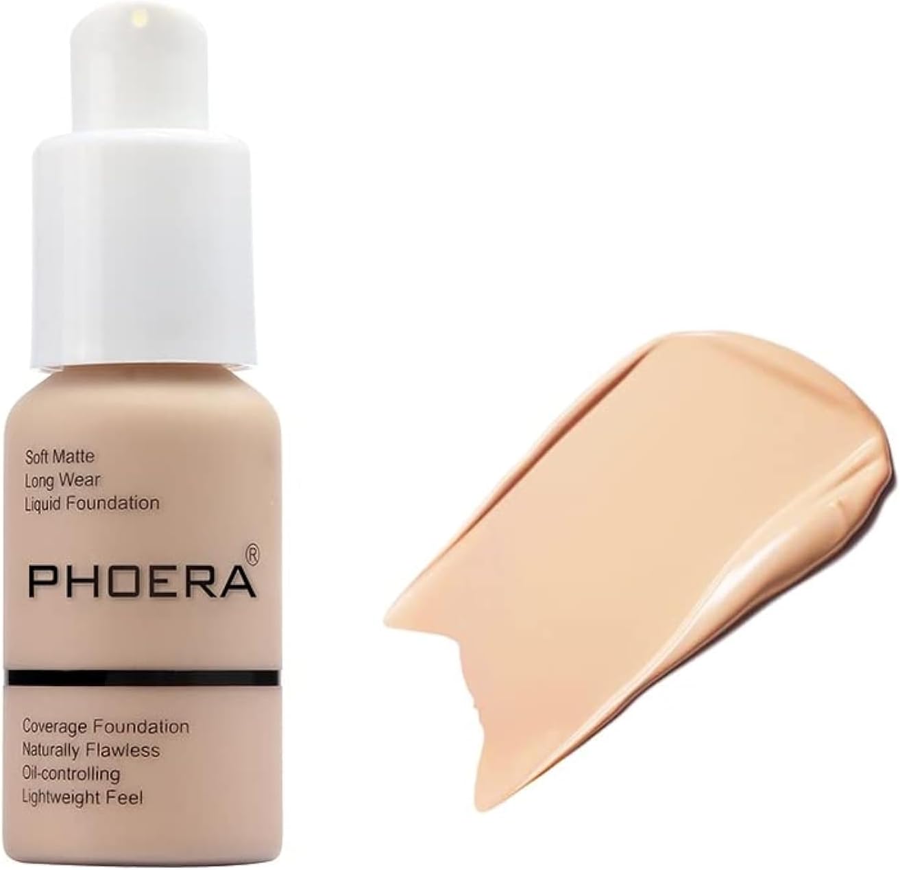 PHOERA Full Coverage Foundation, Soft Matte, Oil Control Concealer, Foundation Makeup Flawless Cream Smooth Long Lasting 24HR Waterproof and Blendable 30ml (102 Nude)