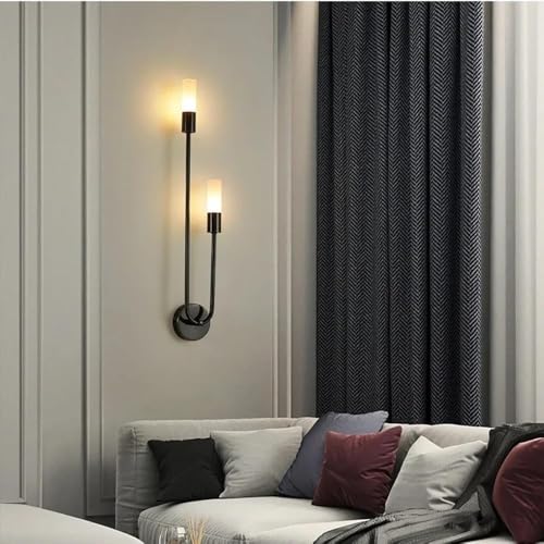 Image of Home Decoration Instruments Golden Finish 2 Tube Wall Lamp LED Lights - Warm White /Pack of 2 (Shade is not Included) (Full Black) Gift Items Home Decore only Light Included (Black)