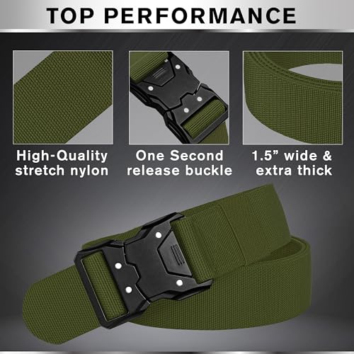 TECEUM Belt – Green B6 M – Heavy-Duty, Work, Hiking, Rigger, EDC Men’s Belts – Quick-Release – Nylon Web3