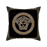 mäanderband Material: Samt Cinar Mäander Zierkissen Kissenbezug Samt Zierkissen 45 x 45 cm Edel und Elegant Schwarz-Gold