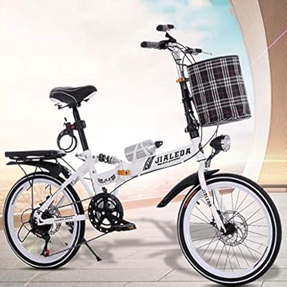 Zusammenklappbares Auto Geschwindigkeitsänderung Auto 20 Zoll zusammenklappbares Fahrrad Scheibenbremse Fahrrad Männer und Frauen Mini Student Ultraleichtes tragbares Fahrrad (Farbe: Weiss, – Bild 5
