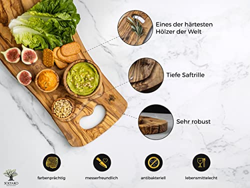 Olivenholz Schneidebrett von SOLTAKO Hochwertiges Küchenbrett