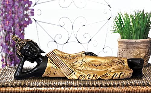 Image of eCraftIndia Polyresin Lord Buddha Idol (33.01 cm x 10.16 cm x 10.16 cm, Golden and Black)