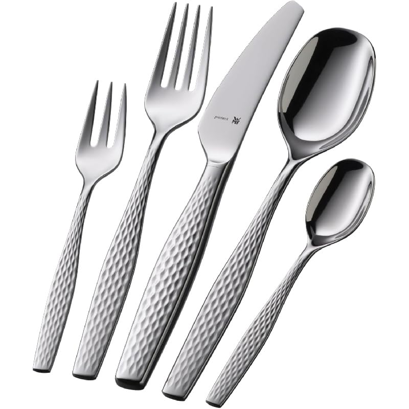 WMF Sentic Juego de cubiertos 30 piezas para 6 personas, ergonómico, Cromargan protector®, lavable en lavavajillas, cuchillos de mesa forjados, cubiertos 1270916340