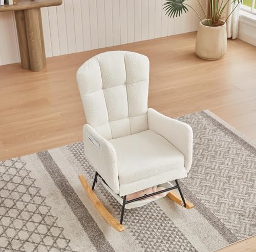 La Mejor Lista de Sillones y mecedoras para la lactancia disponible en línea. 44 hansones mecedora de guardería, moderna silla mecedora, tapizada para guardería para bebé, mecedora de interior para sala de estar, recámara, guardería (beige) (22 beige)