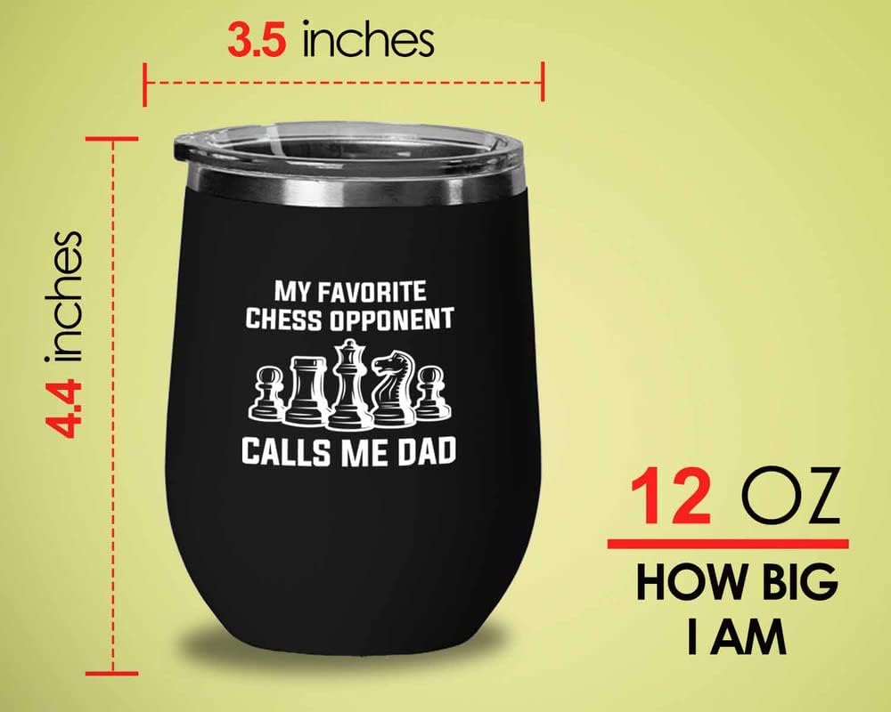 Chess Black Wine Tumbler 12oz - Fav Opponent - Funny Chess Gifts Set Board Pieces Horse Knight Player Game Pawn Strategy
