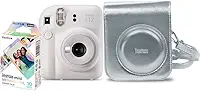 Kit Câmera Instax Mini 12 com pack 10 fotos Mermaid Tail e Bolsa Prateada