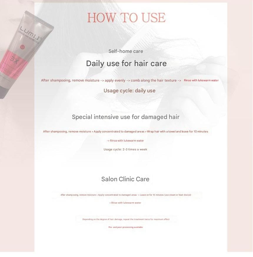 LUMI.I Damage Hair Repair Mask 3X [Deep Conditioning Intense Repair] (Small-6.76 fl oz), 1