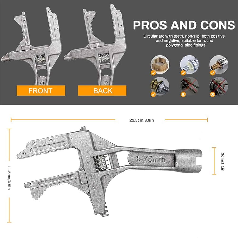 Amazon | 縦型ワイドモータースパナ タップスパナ 大口径6～75mm