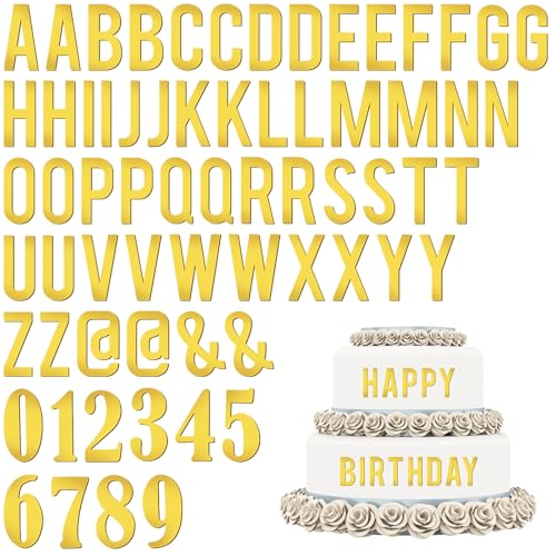 NISENTIA 64 Stück Buchstaben für Torte Buchstaben Tortendeko Torte Torten Schrift Gold Acryl Kuchen Deko Tortendeko Zahlen 0-9 und A-Z Goldenen Kuchenbuchstaben für Geburtstag Hochzeit Jubiläum Party