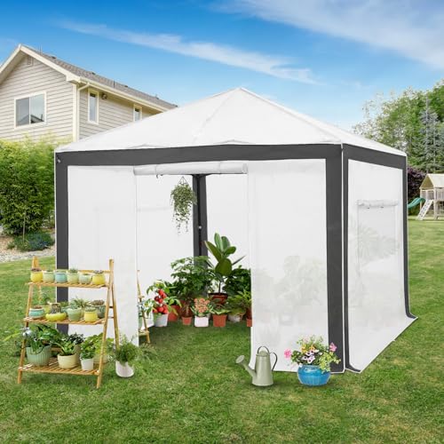 Image of EAGLE PEAK 10x10 Walk in Pop Up Greenhouse, Gray /White