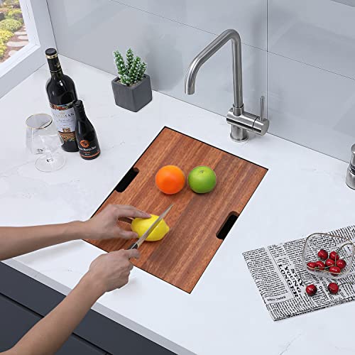 Shaco 15X19 Inch Undermount Bar Sink, Ledge Workstation Small Kitchen Sink, Stainless Steel Single Bowl Rv Kitchen Wet Prep Sink With Cutting Board, Brushed Nickel #TOP2