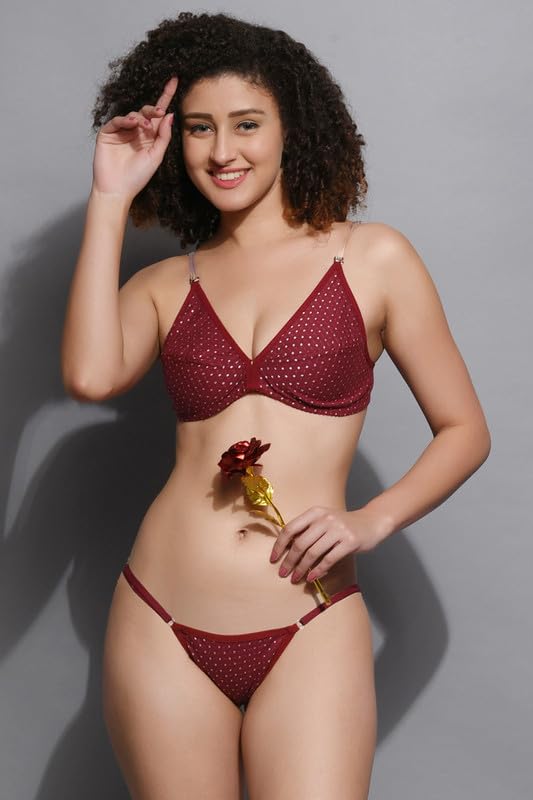 Image of Love Maker Soft Cotton Jaquard Bra Panty Set for Women|Lingerie Set