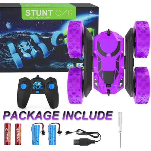 Image of Hamdol Remote Control Car for Kids, 360 Spinning RC Stunt Car with Lights, 4WD Electric Off-Road Vehicle, 2.4GHz Rechargeable Toy Cars for Boys Girls Age 6 7 8 9 10 11 12, Birthday