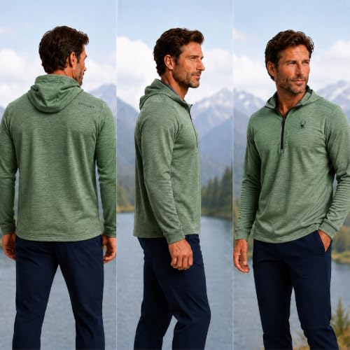 Image of Spyder Mens Quarter Zip Pullover Sweatshirt - Dry Fit Quarter Zip Hoodie