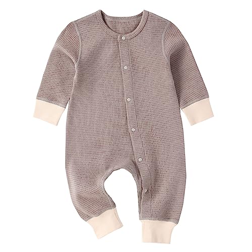 Clothes Boy Baby Newborn Baby Boys Girls Romper Long Sleeve Wrap Feet Autumn Winter Solid Baby (Grey, 0-3 Months)