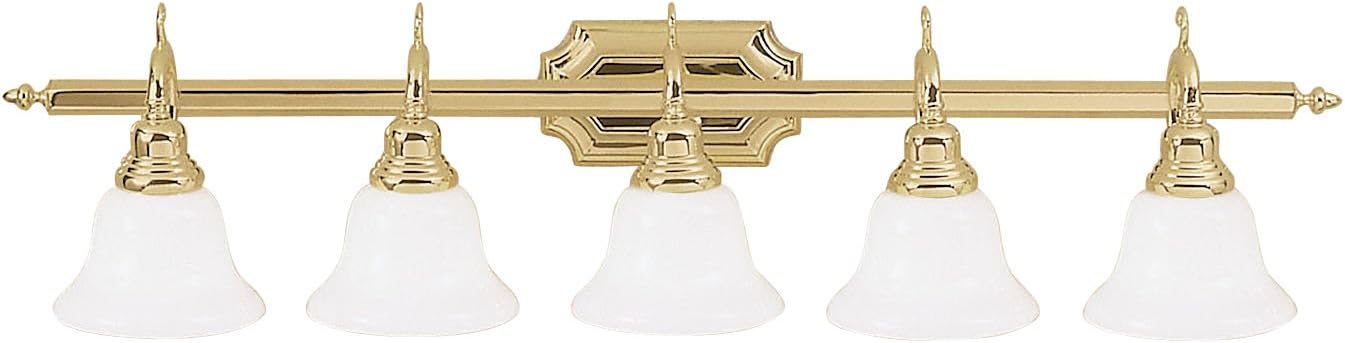 Livex Lighting 1285-02 Bath Vanity with White Alabaster Glass Shades, Polished Brass