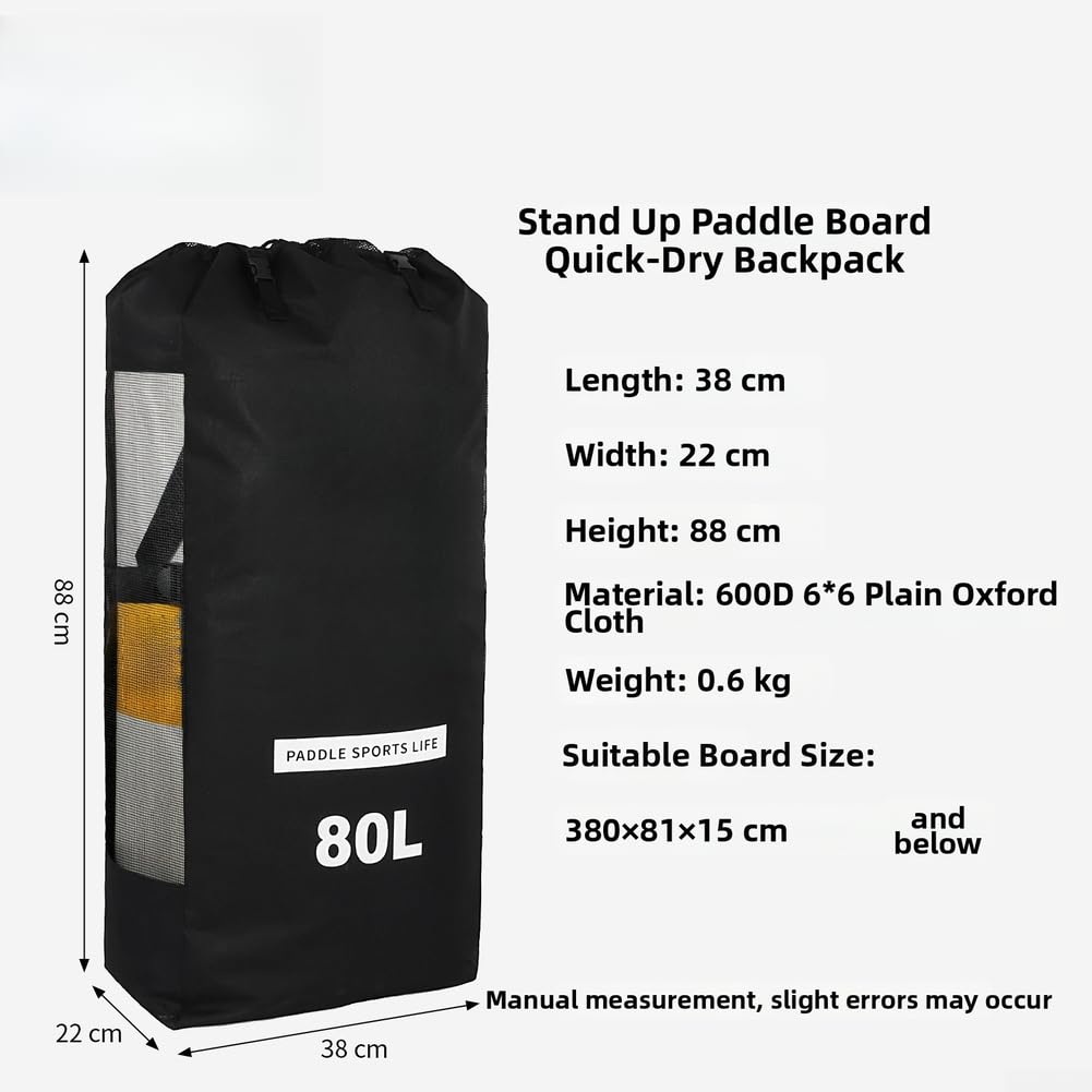 Yhenlovtt Paddle Board Carry Bag, Multi-Size 80L-125L Black, as picture show, Quick drying bag - Image 6
