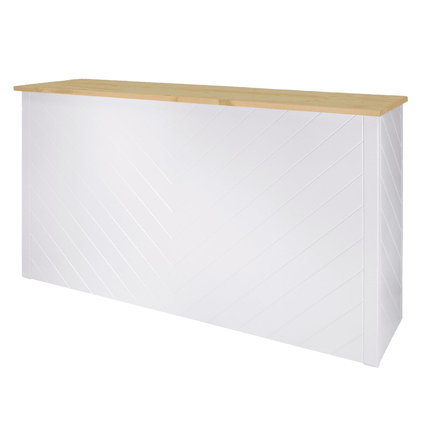 Mostrador Plegable Alessandro, Madera de Pino Blanco/Natural, 175 x 50 x 105 cm, con Balda Interior, Ideal para Eventos y Celebraciones