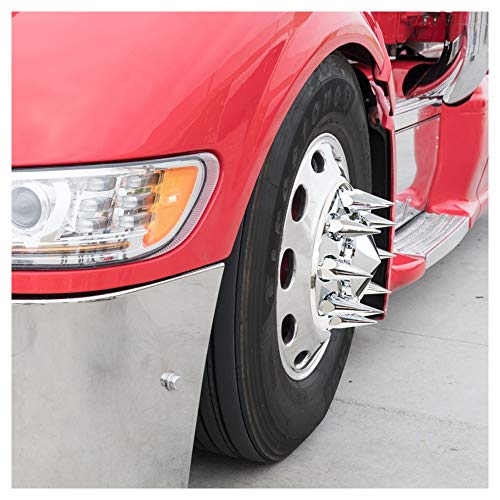 Image of United Pacific 10569CB Wheel Lug Nut Cover Set, 33mm x 4-3 /4 inch, Chrome, Super Spike, Thread-On