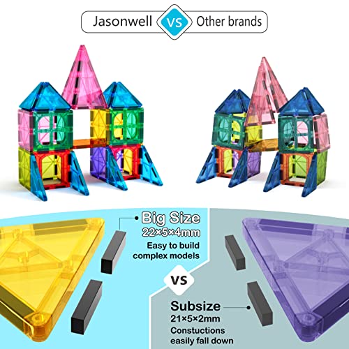 Jasonwell Magnetic Tiles Kids Magnetic Blocks Building Sets 3D Magnet Tile Building Blocks Magna Construction Educational Stem Toys Gifts For Toddlers Boys Girls 3 4 5 6 7 8 9 10 + Year Old #TOP2