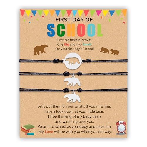 SmileBelle Kindergarten Bracelet Mommy and Me, First Day of School Bracelet for Son Daughter as Back to School Gifts from Mom Dad, 1st Day Kindergarten Jewelry Matching Girl First Day of School Outfit