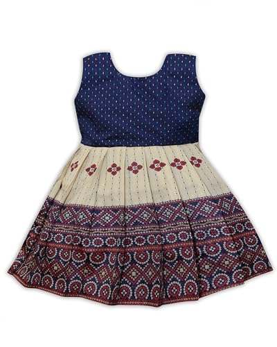 Image of South Indian Traditional Pattu Pavadai Jacquard Silk Frock Dress For Baby Girls