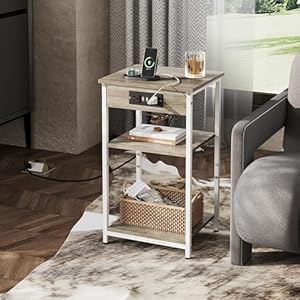 Side Table with Charging Station