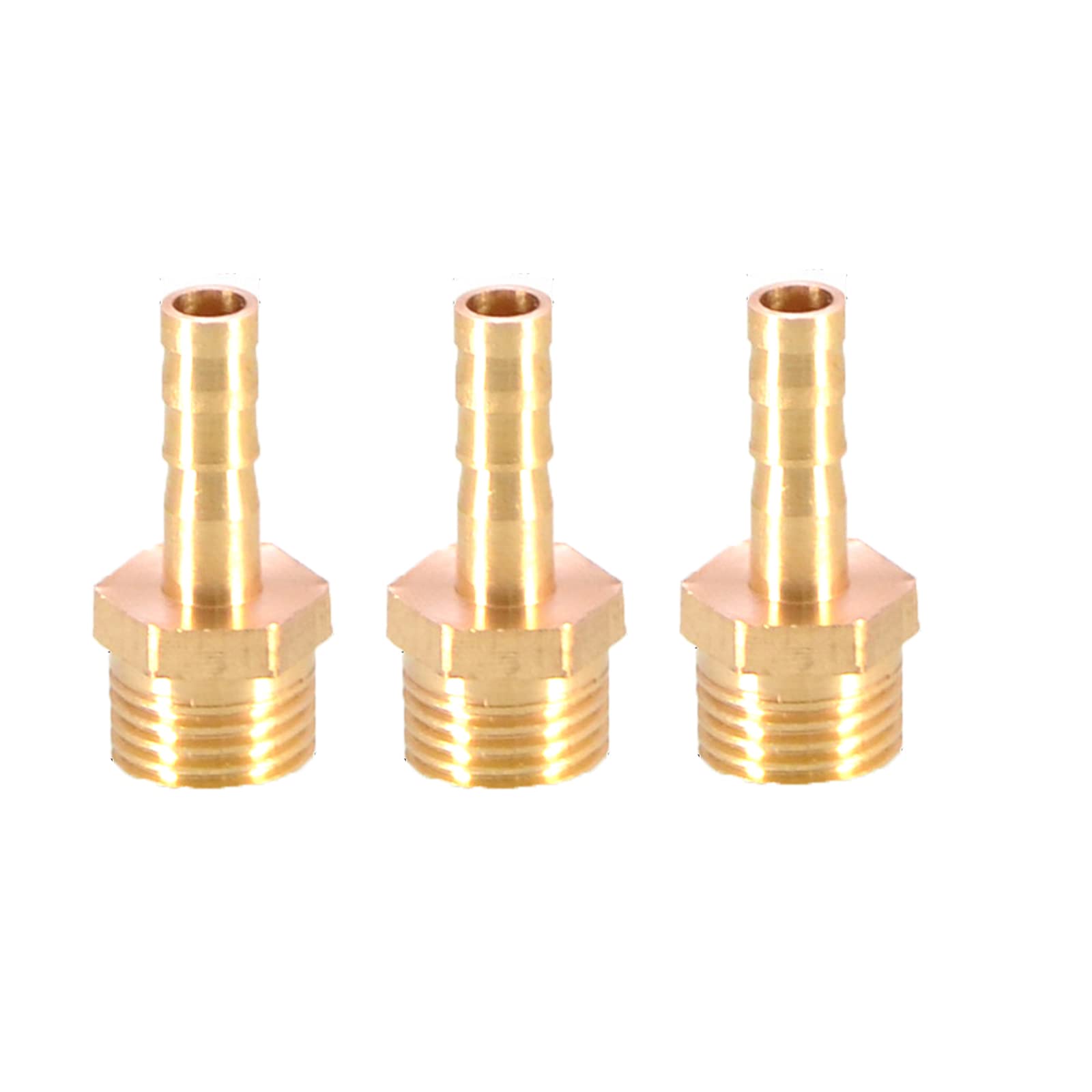 TopHomer Brass 3PCS Barbed Hose Fitting Coupler Connector 6mm to 1/4” Male BSP Thread Pipe Nipple Fitting Pipe Adapter