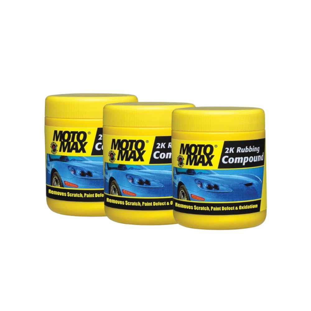 MOTOMAX 2K Rubbing Compound 100G, Pack of 3 | Removes Minor Scratches, Swirl Marks, Paint Defect and Oxidization from Metal Surfaces On Cars, Bike, Yellow