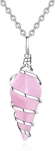 Healing Crystal Wire Wrap Hexagonal Cone Point Crystals Gemstone Polished Reiki Luck Natural Quartz Stone for Women Girl Gifts