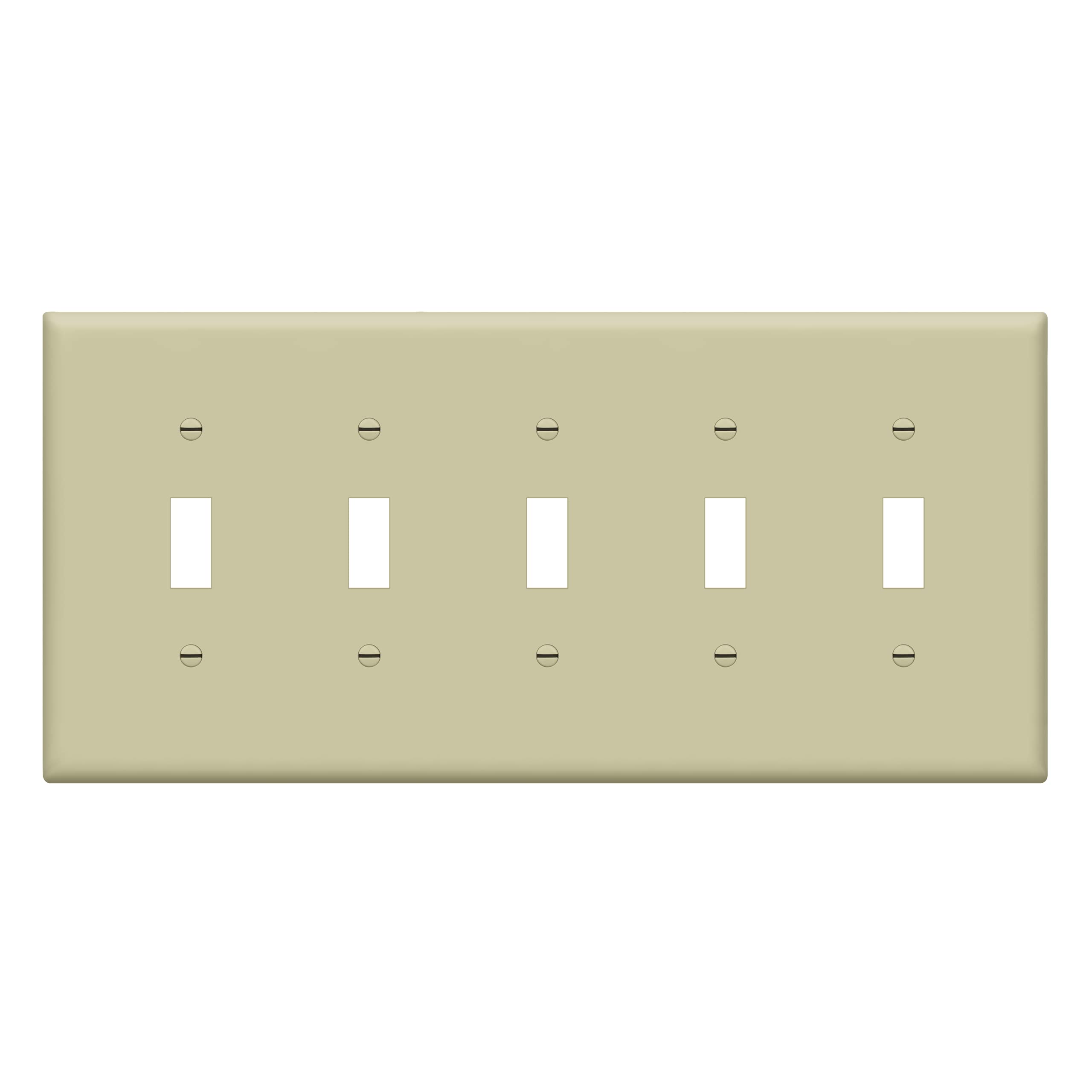 ENERLITES Five Gang Light Switch Wall Plate, Toggle Switch Plate, Glossy, 5-Gang Mid-Size 4.88" x 10.39", Unbreakable Polycarbonate Thermoplastic, 8815M-I, Ivory
