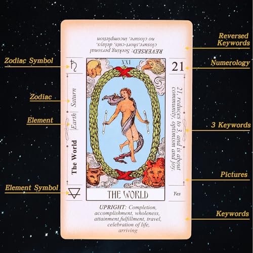 Image of Tarot Cards with Guide Book, 78 Classic Original Tarot Cards Deck Fortune Telling Game with Meanings on Them for Beginners to Expert