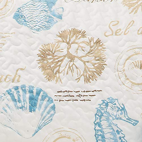 Lush Decor Harbor Life Furniture Protector, Couch Cover, 116" W x 75" L, Blue & Taupe - Quilted Coastal Couch Cover - Nautical Furnishings - Pet Sofa Covers - Furniture Covers For Sofa & Loveseat - Image 4