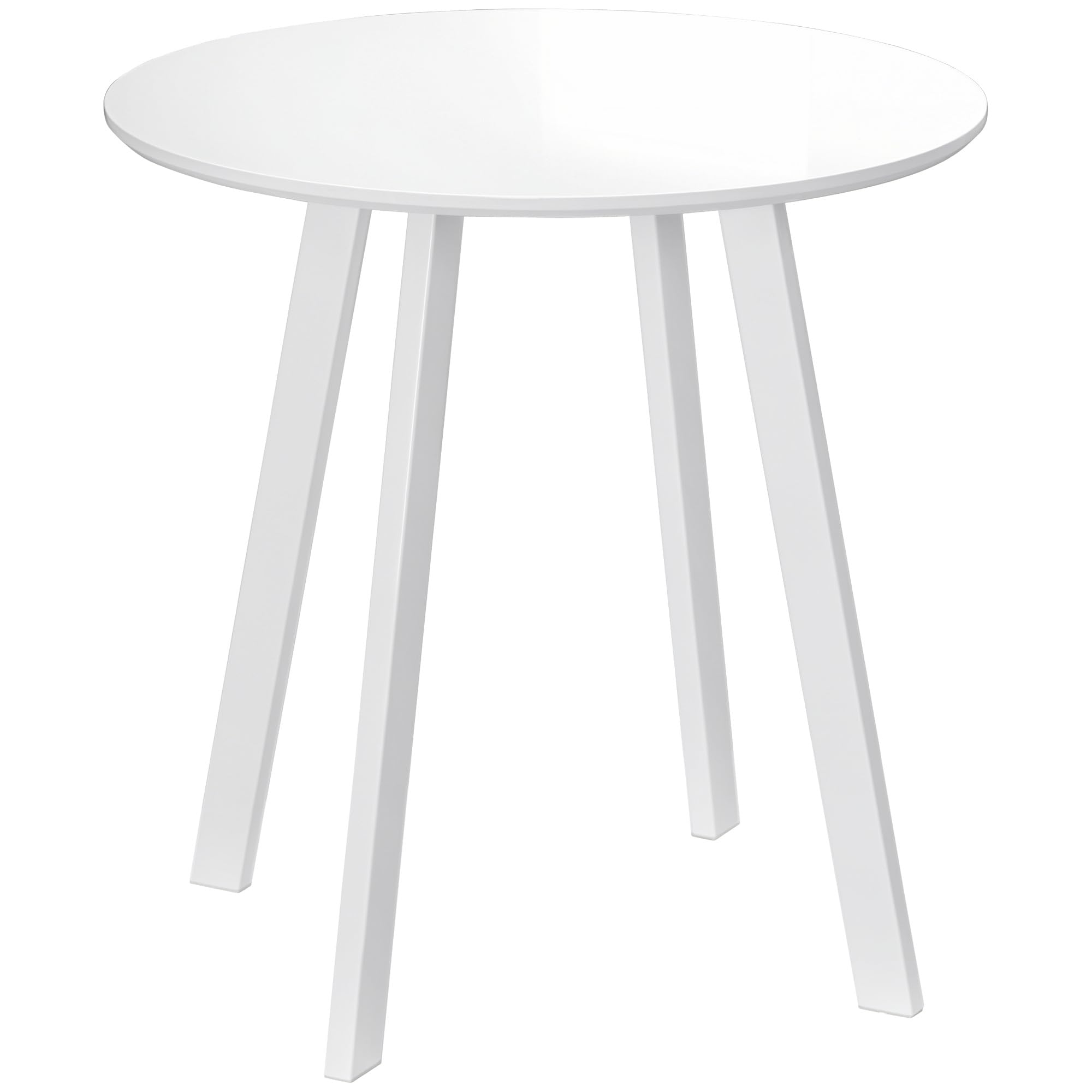 HOMCOM Esstisch – runder Hochglanz-Tisch, Ø72 cm, 75 cm hoch, für 2 Personen, Weiß