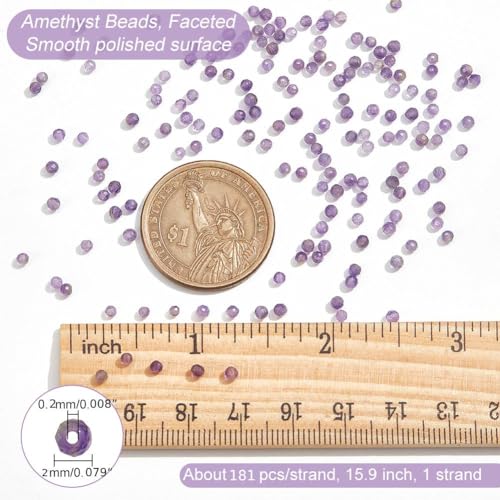 NBEADS 1 Strands About 181~210pcs Natural Amethyst Beads - Image 2