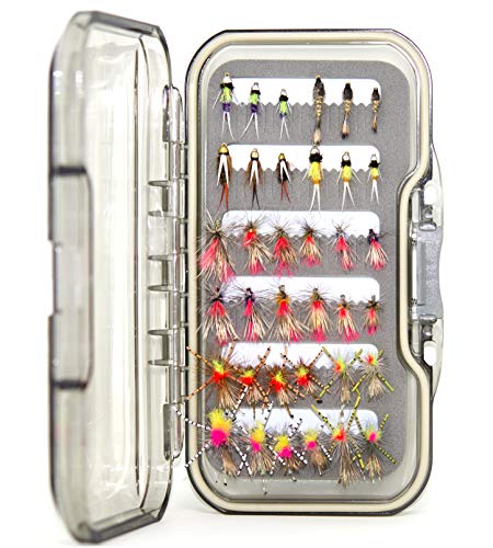 Outdoor Planet 36 Producer Dry Fly and Nymph Fly Fishing Flies Assortment | Waterproof Fly Box | Caddis, Mayflies, Stonefly for Trout Fishing