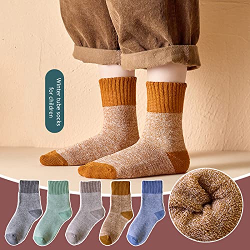 5 Pairs Kids Winter Warm Wool Socks Toddlers Boys Girls Cotton Thick Cozy Crew Socks2