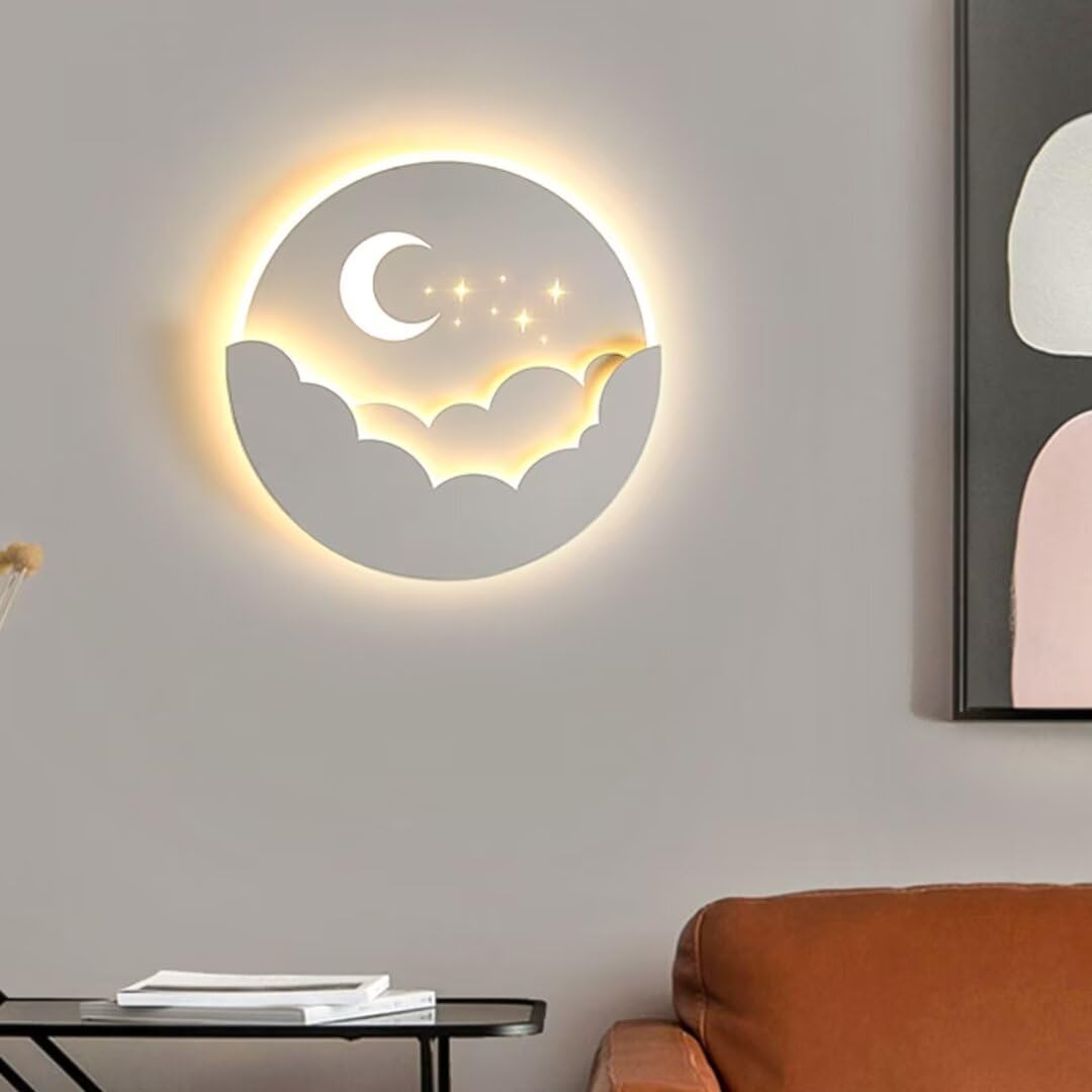 Lampe Murale Lune Creative - Luminaire Décoratif pour Chambre à Coucher, Salon - Lampe De Chevet Étoile