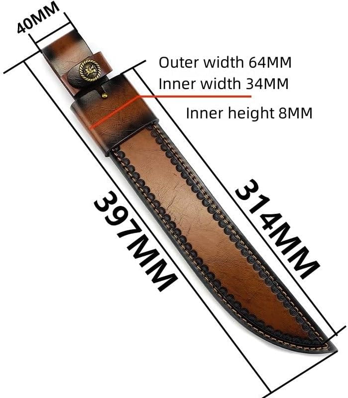 1PC Knife Sheath, Top-layer Cowhide Leather Protective Cover for Belt with Snap Closure Fits for Outdoor Search, Rescue(Large)
