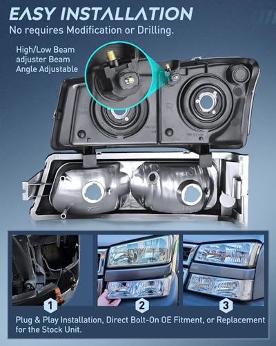 Image of Nilight Headlight & Taillight Assembly Combo for 2003-2006 Chevy Silverado