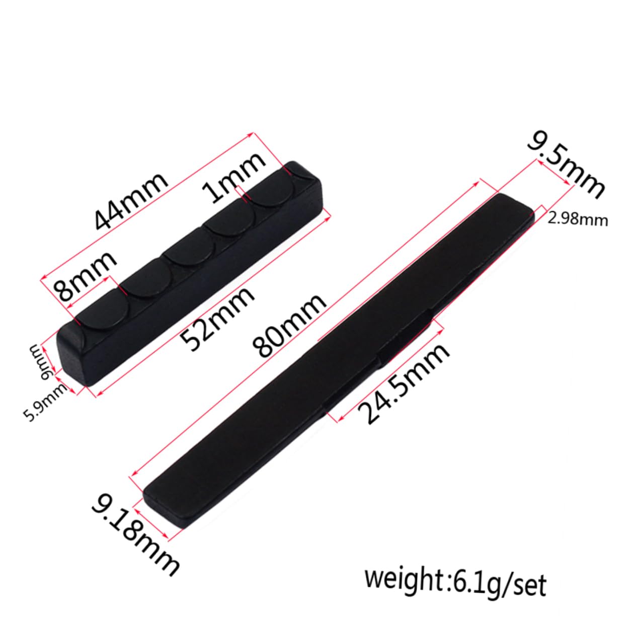 HEMOTON String Acoustic Guitar Nut Saddle Made of Ebony Genuine Buffalo Bone Replacement Spare Parts Guitar Accessories